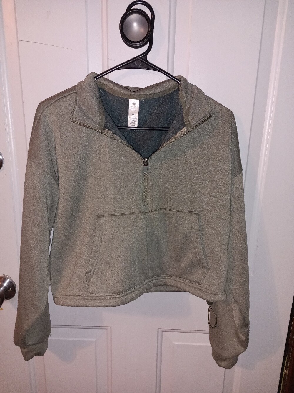 Olive Green Half-Zip Crew Pullover